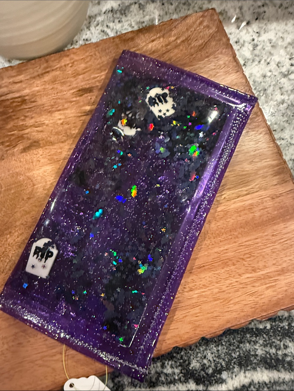 Purple Glitter Tombstone Halloween Wallet  🪦 Adorable - High Quality